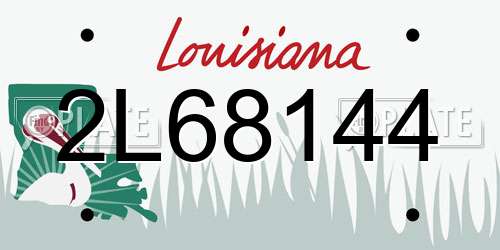 2L68144 Louisiana License Plate