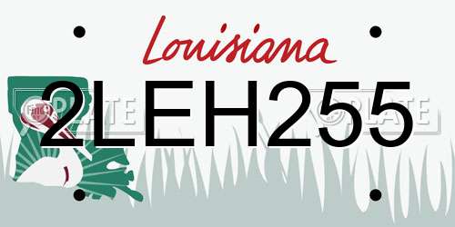2LEH255 Louisiana License Plate
