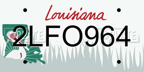 2LFO964 Louisiana License Plate