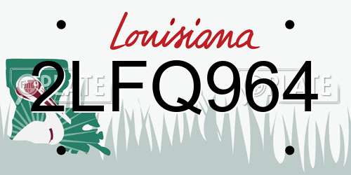 2LFQ964 Louisiana License Plate