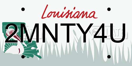 2MNTY4U Louisiana License Plate