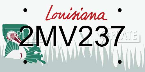 2MV237 Louisiana License Plate