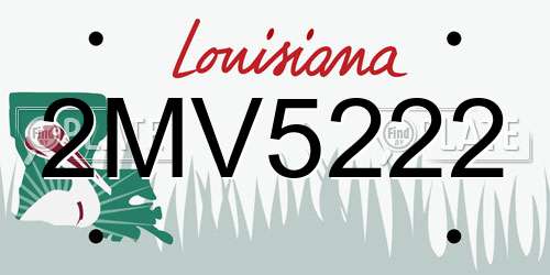 2MV5222 Louisiana License Plate