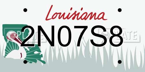 2N07S8 Louisiana License Plate