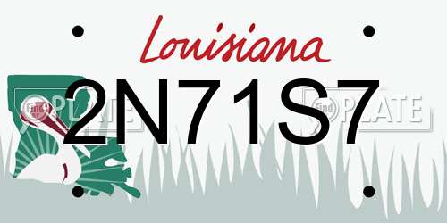 2N71S7 Louisiana License Plate