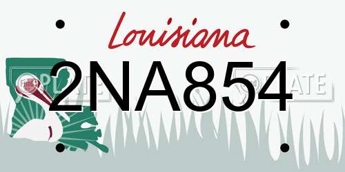 2NA854 Louisiana License Plate