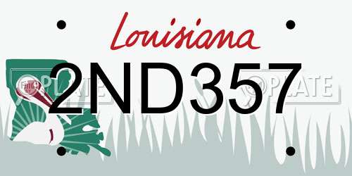 2ND357 Louisiana License Plate
