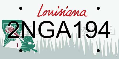 2NGA194 Louisiana License Plate
