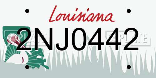 2NJ0442 Louisiana License Plate