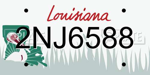 2NJ6588 Louisiana License Plate