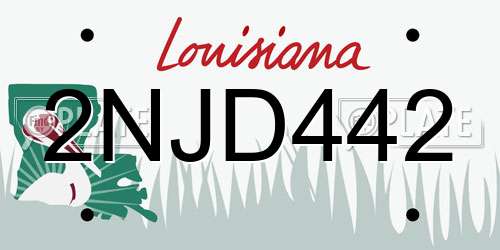 2NJD442 Louisiana License Plate