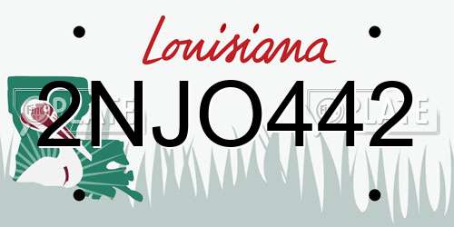 2NJO442 Louisiana License Plate