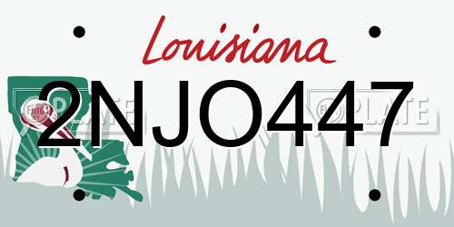 2NJO447 Louisiana License Plate