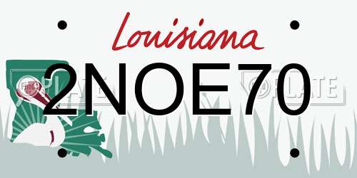 2NOE70 Louisiana License Plate