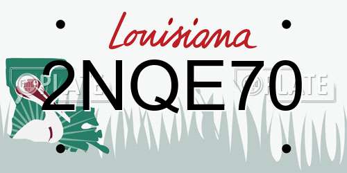 2NQE70 Louisiana License Plate