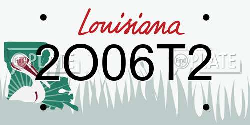 2O06T2 Louisiana License Plate