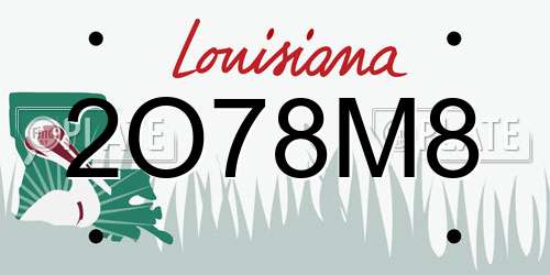 2O78M8 Louisiana License Plate