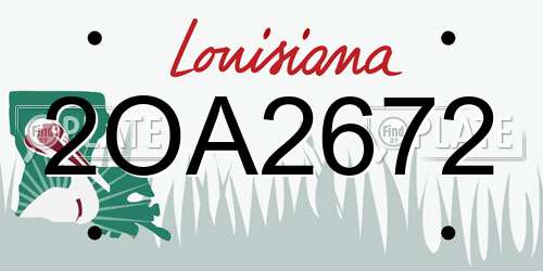 2OA2672 Louisiana License Plate