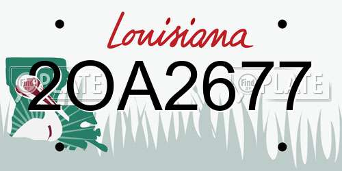 2OA2677 Louisiana License Plate