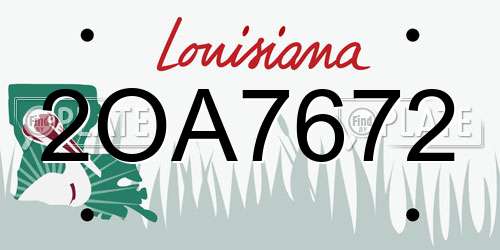 2OA7672 Louisiana License Plate