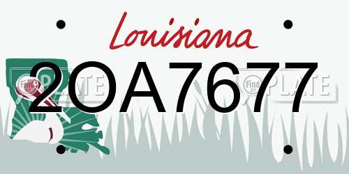 2OA7677 Louisiana License Plate