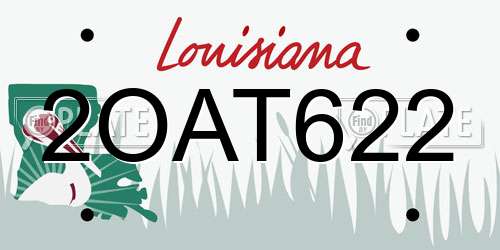 2OAT622 Louisiana License Plate