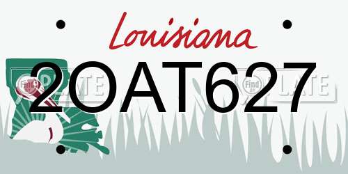 2OAT627 Louisiana License Plate