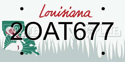 2OAT677 Louisiana License Plate