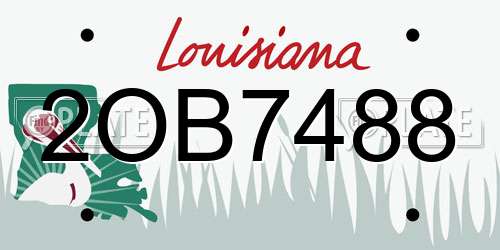 2OB7488 Louisiana License Plate