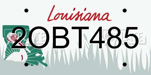 2OBT485 Louisiana License Plate