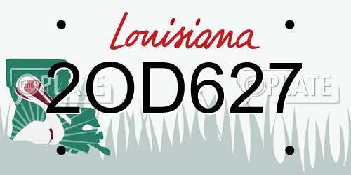 2OD627 Louisiana License Plate