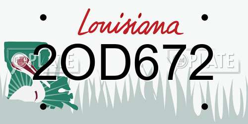 2OD672 Louisiana License Plate