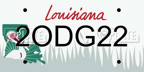 2ODG22 Louisiana License Plate