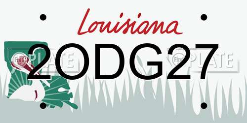 2ODG27 Louisiana License Plate