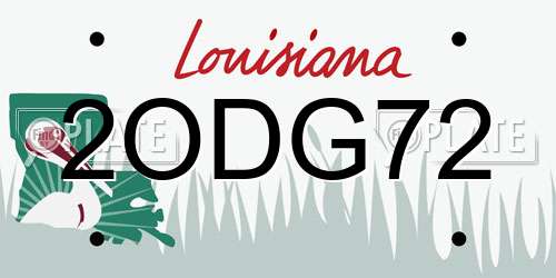 2ODG72 Louisiana License Plate