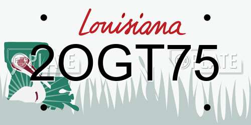 2OGT75 Louisiana License Plate