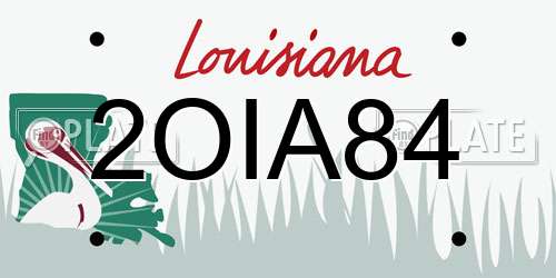 2OIA84 Louisiana License Plate