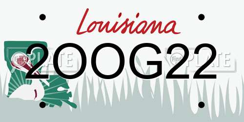2OOG22 Louisiana License Plate