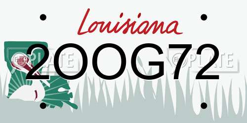 2OOG72 Louisiana License Plate
