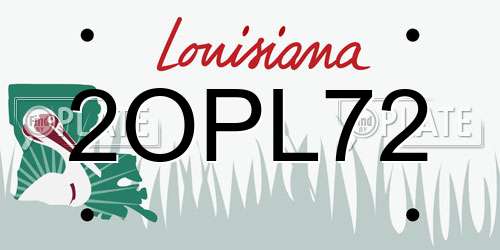 2OPL72 Louisiana License Plate