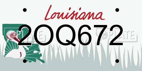 2OQ672 Louisiana License Plate