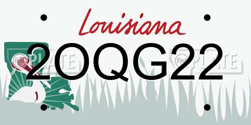 2OQG22 Louisiana License Plate