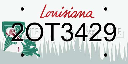 2OT3429 Louisiana License Plate