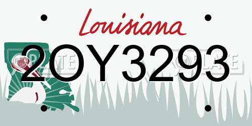 2OY3293 Louisiana License Plate