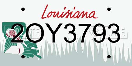2OY3793 Louisiana License Plate