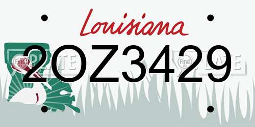 2OZ3429 Louisiana License Plate