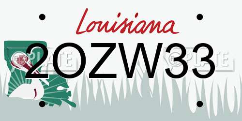 2OZW33 Louisiana License Plate