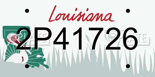 2P41726 Louisiana License Plate