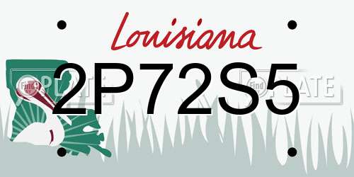 2P72S5 Louisiana License Plate