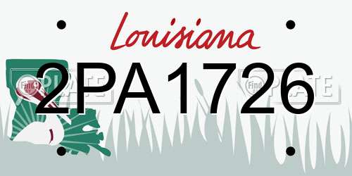 2PA1726 Louisiana License Plate